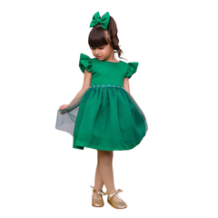 Vestido luxo + laço de cabelo verde musgo - comprar online