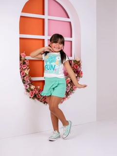 Imagem do Conjunto infantil menina verão shorts saia + blusa