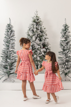 Vestido listras vermelho listrado Natal - loja online