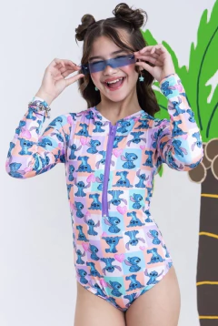Maiô infantil Lilo e Stitch manga longa com proteção UV 50 - comprar online