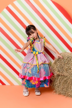 Vestido luxo festa junina Flores grande na internet