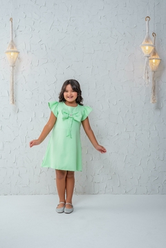 Vestido infantil verde água