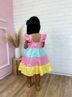Vestido + laço cabelo candy color arco-íris - comprar online