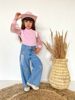 Conjunto Boiadeira Ana Castela Blusa com tule rosa + calça - comprar online