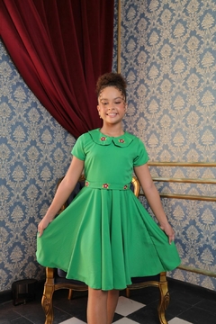 Vestido infantil luxo modelo boneca verde natal - loja online
