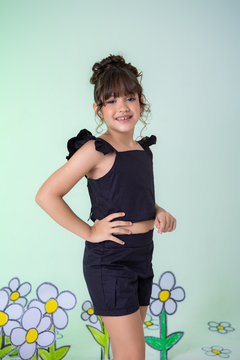 Conjunto infantil em tricoline preto - comprar online