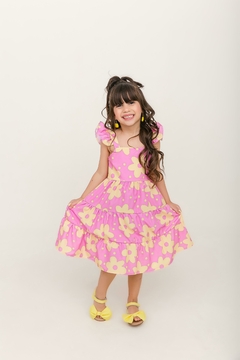 Vestido infantil floral rosa - comprar online