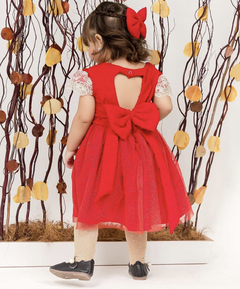 Imagem do Vestido luxo + laço de cabelo natal vermelho