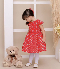 Vestido luxo + laço de cabelo vermelho natal - loja online
