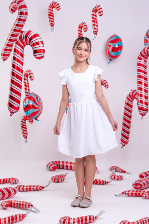 Vestido infantil branco roupa formatura branca