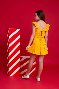 Conjunto infantil shorts saia amarelo - loja online
