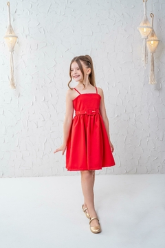 Vestido + cinto vermelho luxo Natal na internet