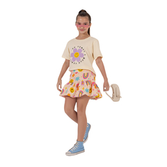 Conjunto infantil T-shirt + saia balone floral primavera - comprar online