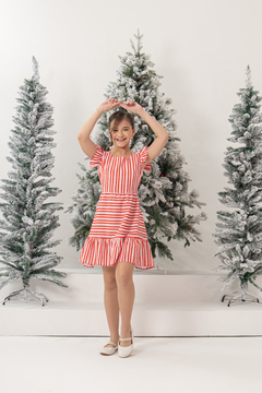 Vestido listras vermelho listrado Natal