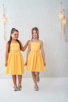 Vestido amarelo luxo + cinto - loja online