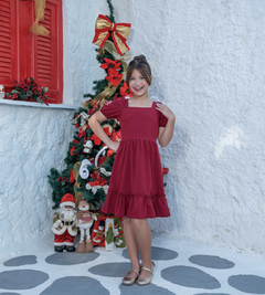 Vestido infantil bordô vinho - Flor e Liz Boutique