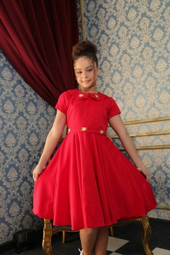Vestido infantil luxo modelo boneca vermelho natal - Flor e Liz Boutique