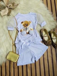 Conjunto infantil branco ursinho na internet