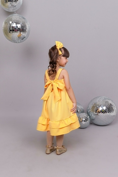 Vestido luxo infantil verão amarelo Cerejinha - Flor e Liz Boutique