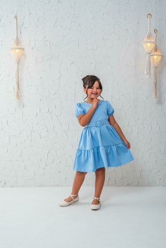 Vestido luxo + cinto azul bebê - Flor e Liz Boutique
