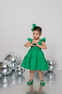 Vestido + laço de cabelo Verde Natal na internet