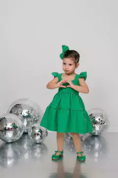 Vestido + laço de cabelo Verde Natal na internet