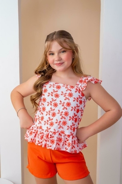 Conjunto Juvenil blusa Laise laranja na internet