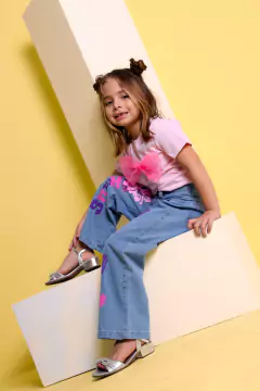 Calça jeans infantil Widleg Lilo e Stitch - Flor e Liz Boutique