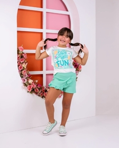 Conjunto infantil menina verão shorts saia + blusa - loja online