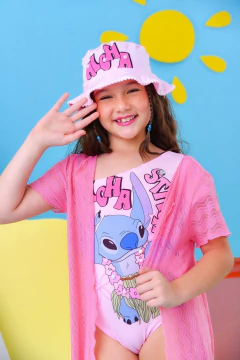 Maiô infantil + saída de praia + chapéu Lilo e Stitch na internet