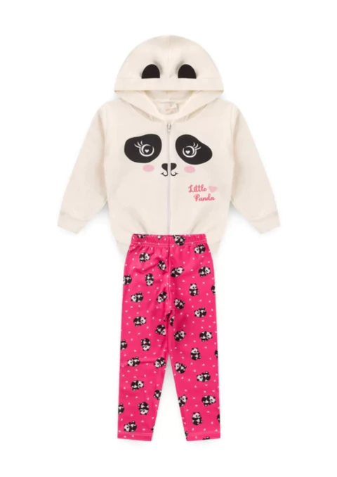 Conjunto Moletom Infantil Inverno Menina Panda
