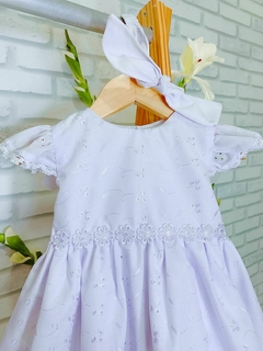 Vestido luxo tecido Laise branco ano novo batizado - Flor e Liz Boutique