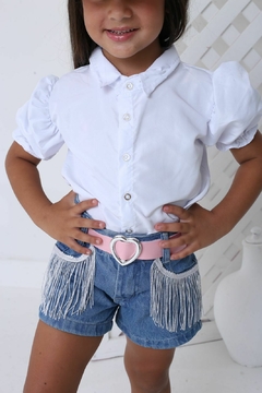 Conjunto infantil Boiadeira Ana Castela blusa + shorts + cinto na internet