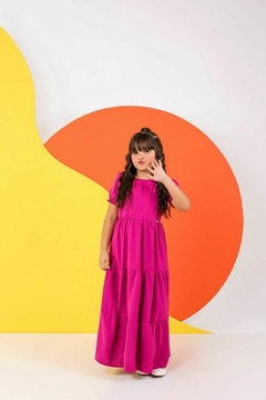Imagem do Vestido infantil juvenil longo rosa majenta