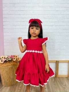 Vestido luxo Laise vermelho natal