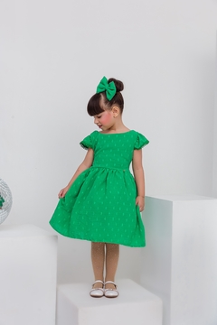 Vestido + laço de cabelo verde Natal