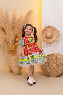 Vestido infantil festa junina luxo manguinha princesa