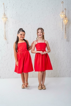 Vestido + cinto vermelho luxo Natal na internet