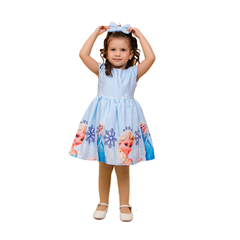 Vestido + laço de cabelo Frozen