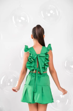 Conjunto infantil juvenil shorts saia verde - comprar online