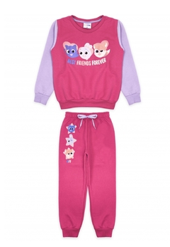 Conjunto moletom infantil Bolofofos rosa menina
