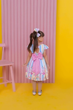 Vestido luxo + laço de cabelo unicórnio arco-íris Candy Color na internet