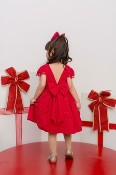 Vestido + laço de cabelo vermelho natal