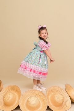 Vestido infantil festa junina luxo manguinha princesa