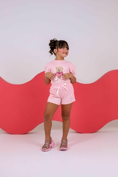 Conjunto infantil ursinho rosa