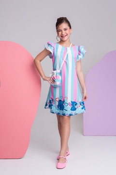 Vestido infantil + bolsinha Lilo e Stitch