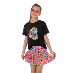 Conjunto infantil T-shirt + saia balone Super Poderosas