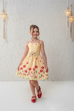 Vestido luxo floral + cinto