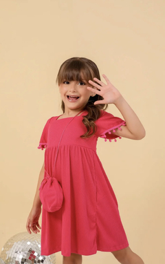 Vestido rosa pink + bolsa - loja online