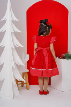 Vestido luxo infantil vermelho bordado + laço de cabelo na internet